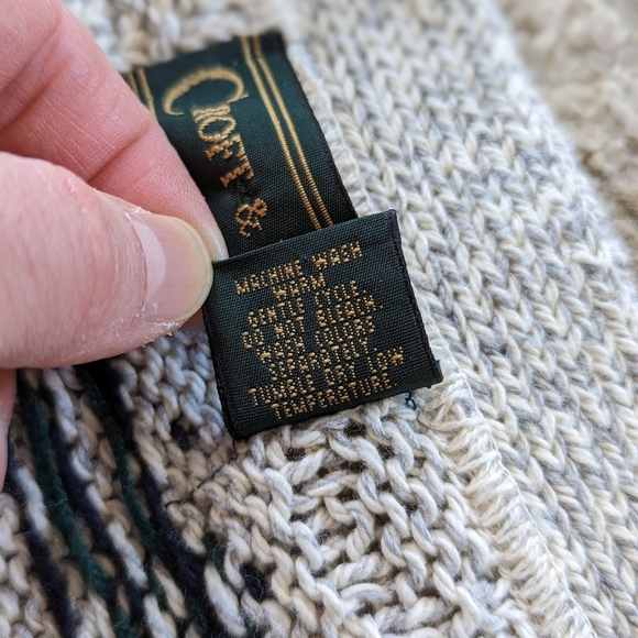 Vintage Croft & Barrow Cardigan Men L Ivory 80s 90s Grandpa Sweater Fisherman - Picture 6 of 9